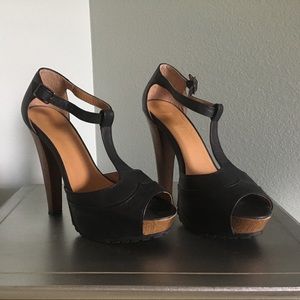 Black t-strap heels