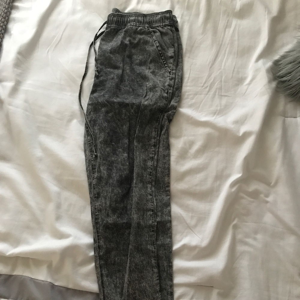 Gray acid wash jogger pants