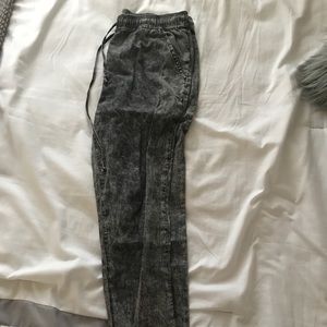 Gray acid wash jogger pants