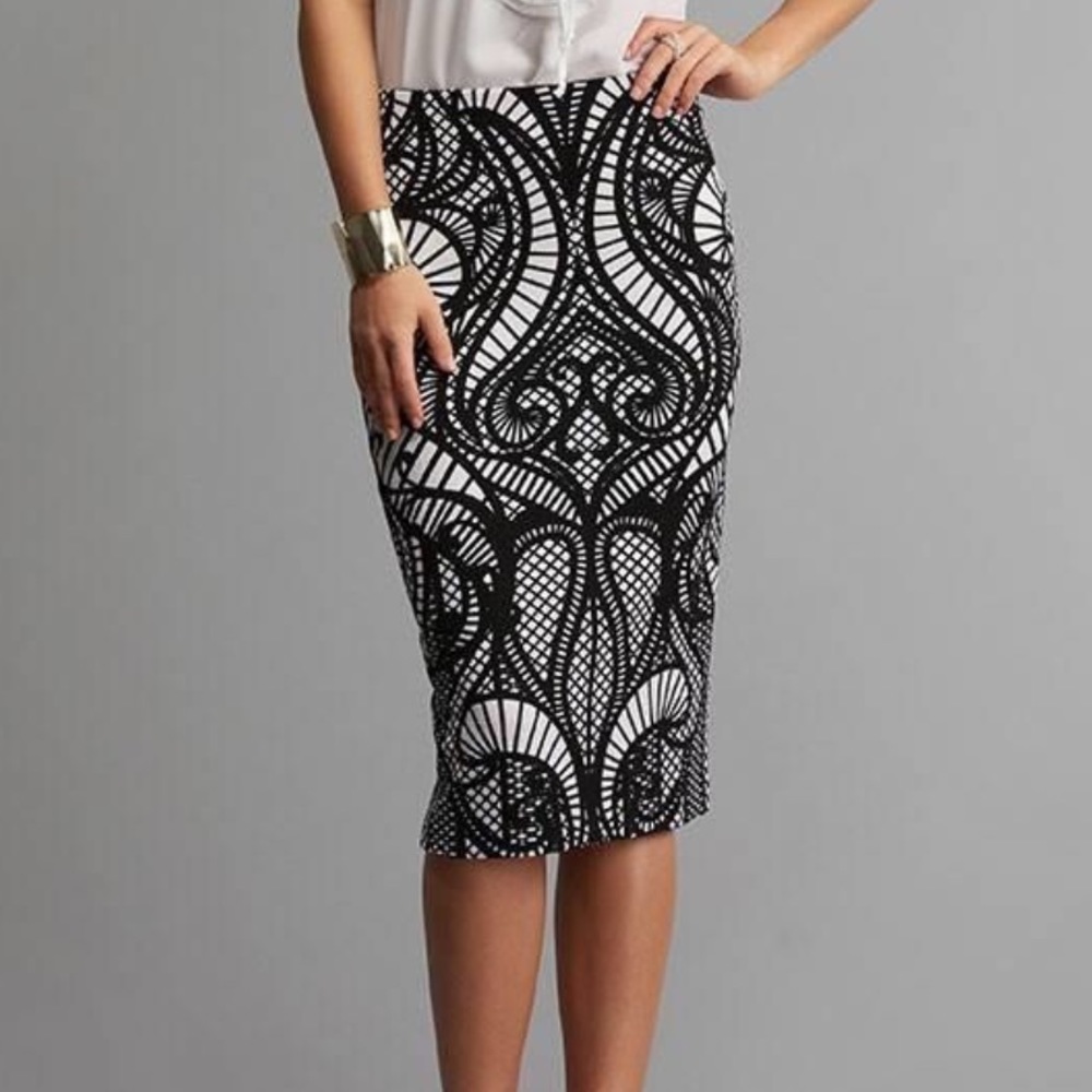 Abstract printed pique skirt