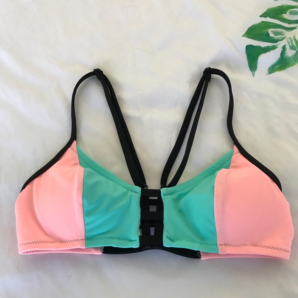 PINK Strappy Bralette Bikini Top