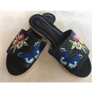 Primark black embroidered espadrille slip on shoes