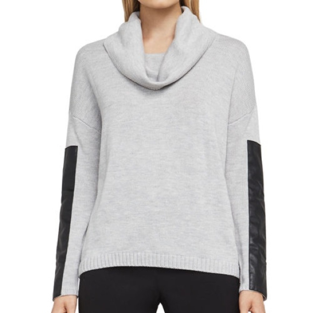 NWOT BCBG cowl neck sweater with leather accent