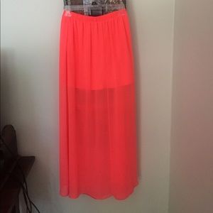 Orange/pink maxi skirt, size M Forever 21