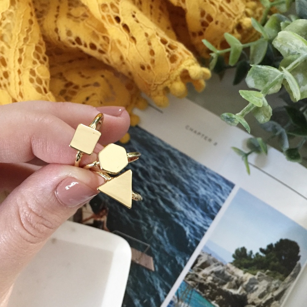 "Karlie" Rings || Gold Geometric Bands - Picture 4 of 9