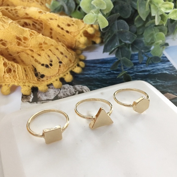"Karlie" Rings || Gold Geometric Bands - Picture 2 of 9
