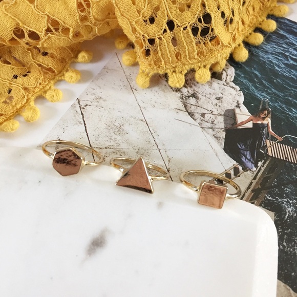 "Karlie" Rings || Gold Geometric Bands - Picture 3 of 9