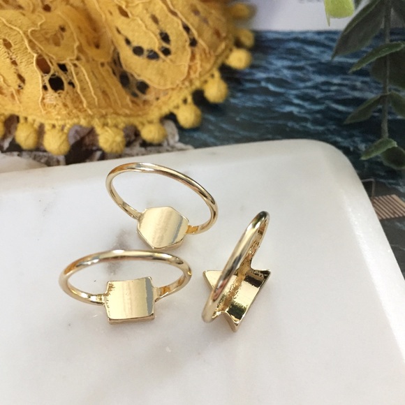 "Karlie" Rings || Gold Geometric Bands - Picture 5 of 9