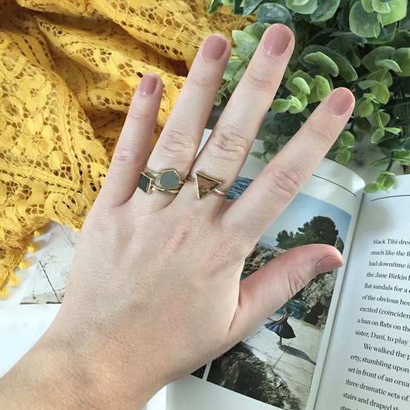 "Karlie" Rings || Gold Geometric Bands - Picture 7 of 9