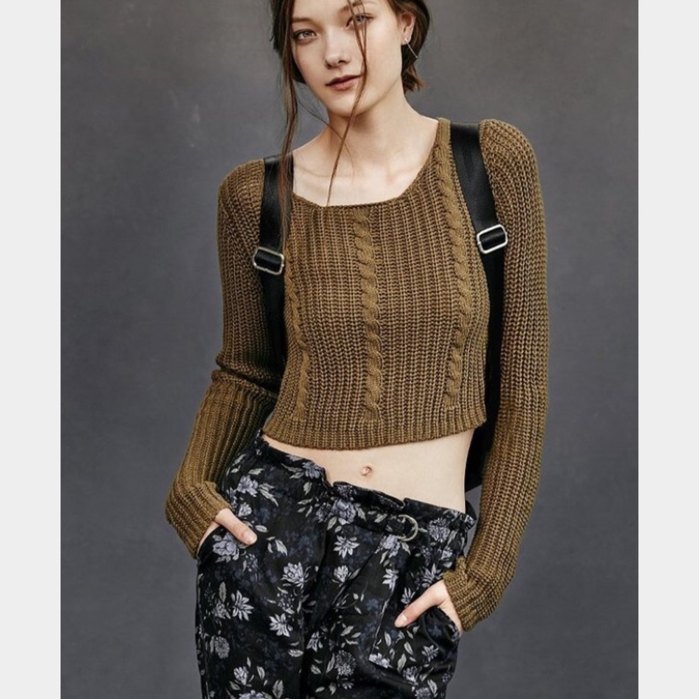 unif x uo cropped cable knit sweater