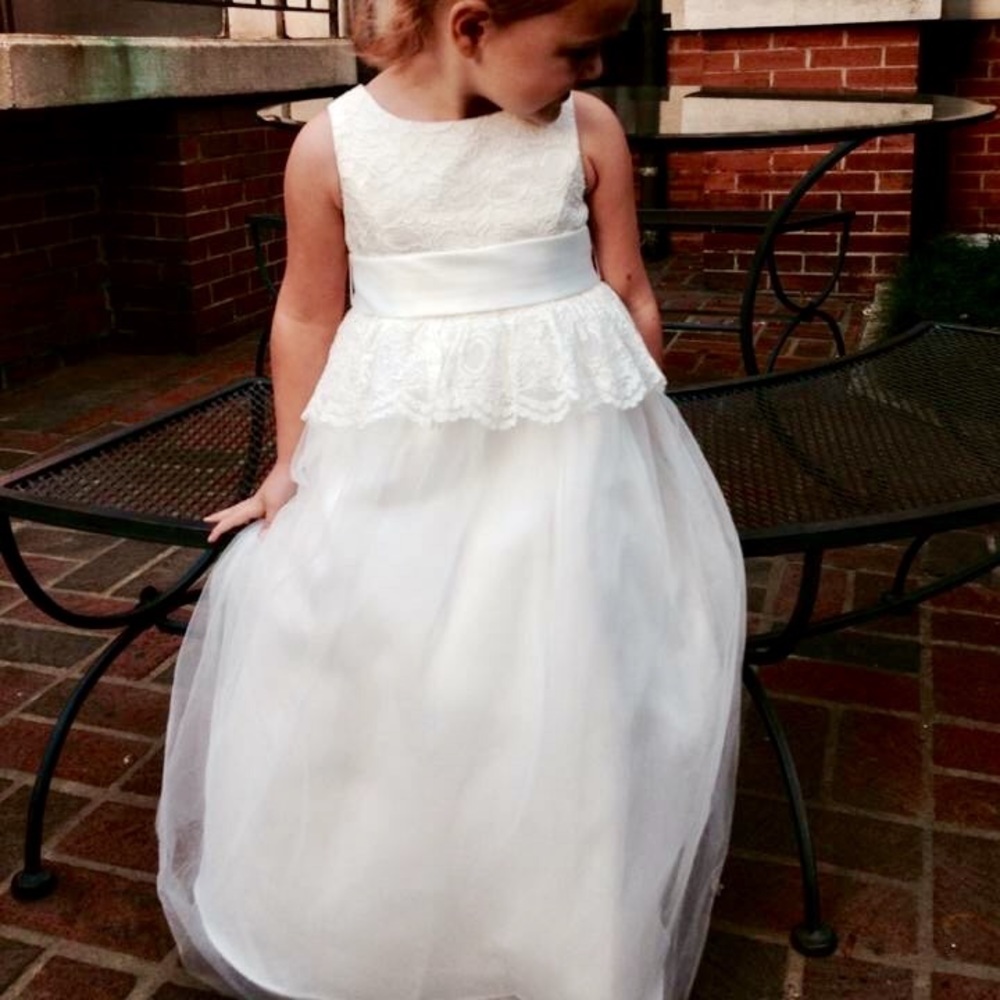 Lace Peplum Flower Girl Dress from David's Bridal