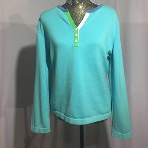 Pinehurst Weekend aqua knit top. 100% cotton!