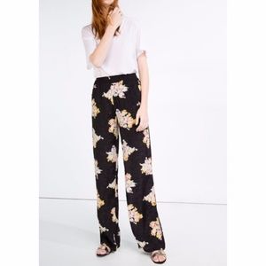 Zara Pajama-Style Pants with Floral Jacquard Print
