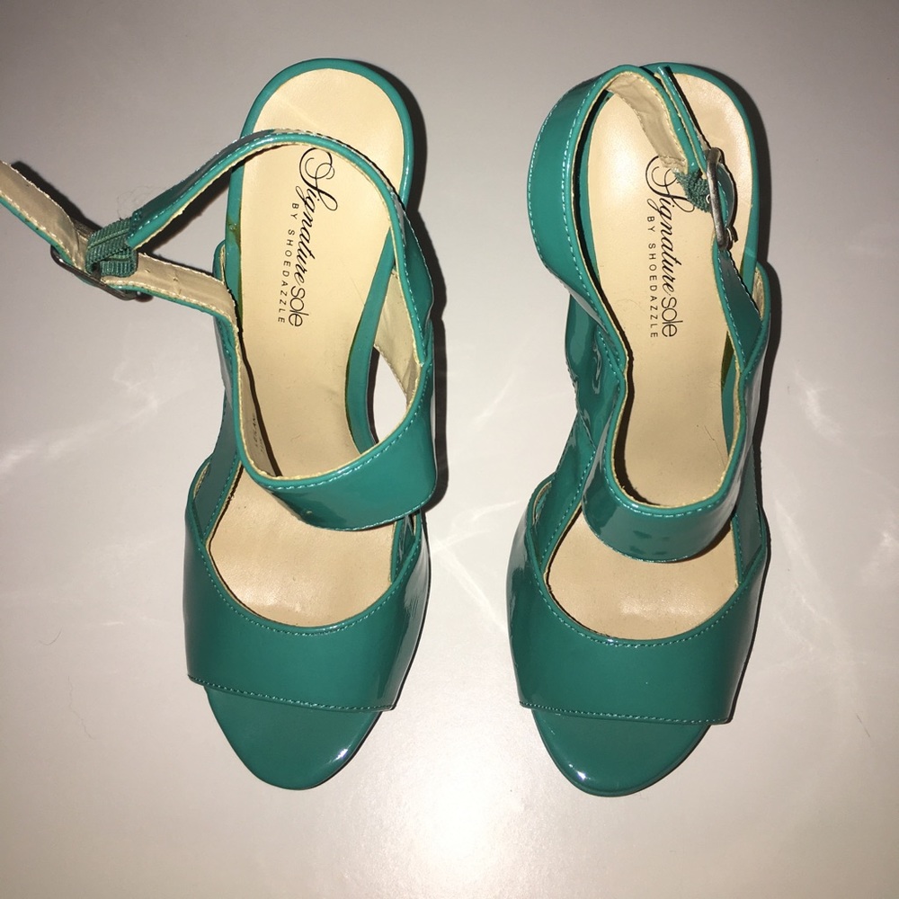 Teal Peep Toe Heels
