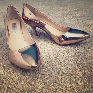 INC rose gold metallic heels