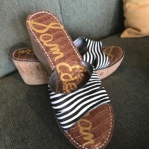 Sam Edelman zebra stripe cork heel sandal