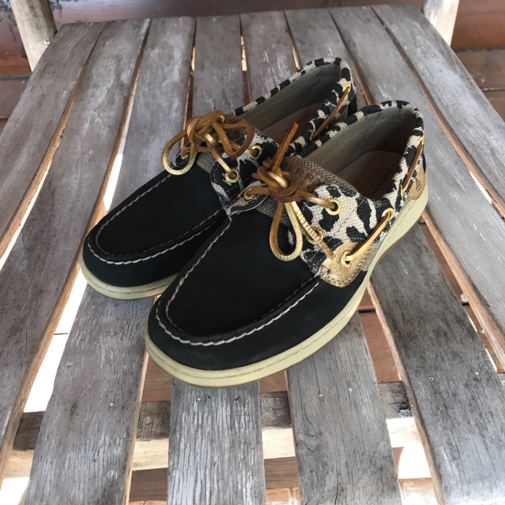 Like NEW! Sperry Top-Sider Leopard & black!