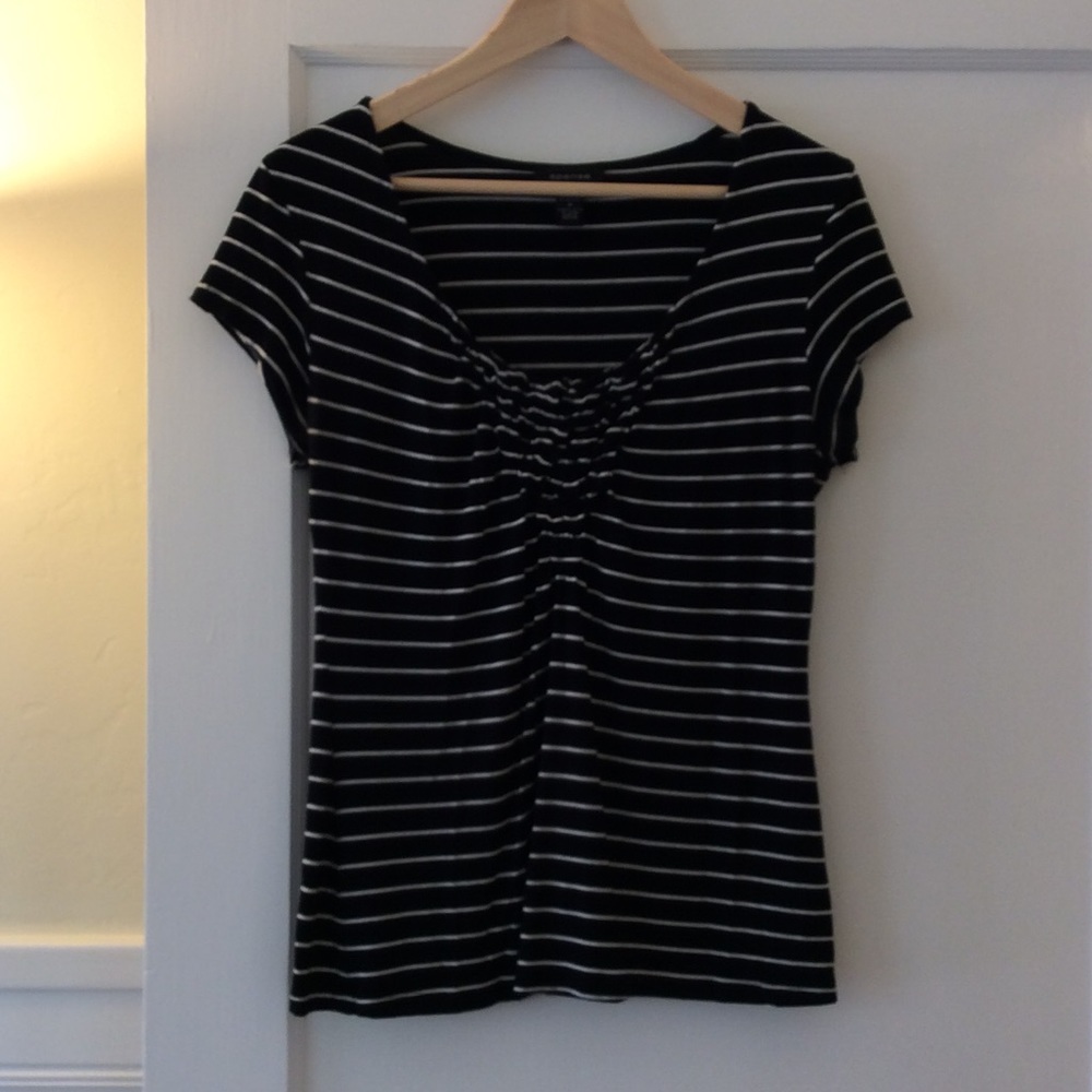Stripe Black and White Spense M Tee Shirt Blouse