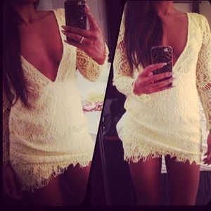 Yellow laced mini dress