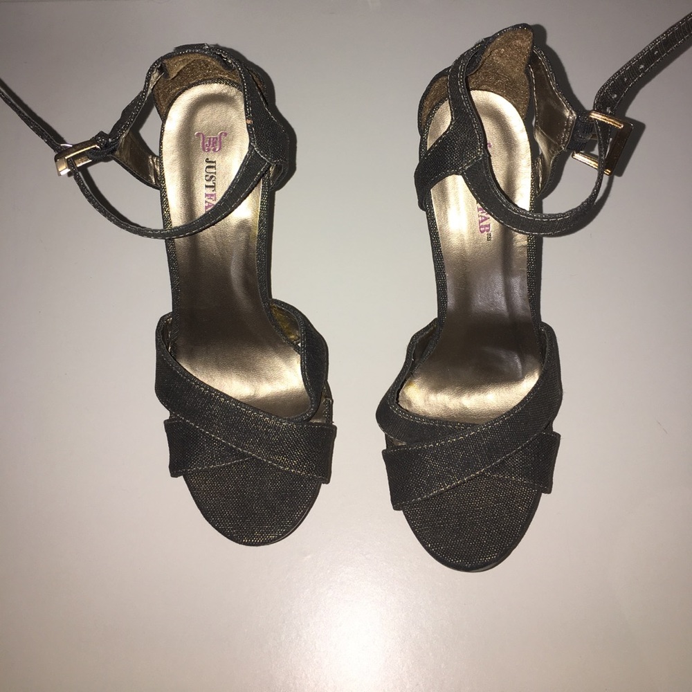Pewter Platform Heeled Sandals