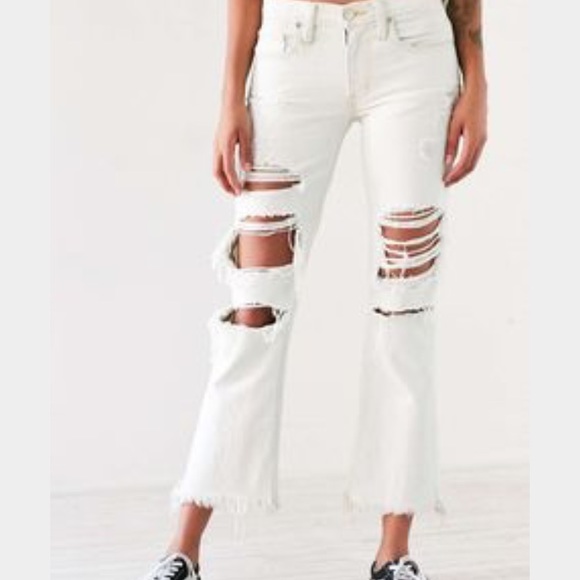 UO BDG destructed crop kick flare jean - Picture 1 of 2