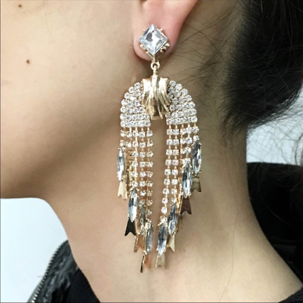 Gold plated Statement crystal drop earrings