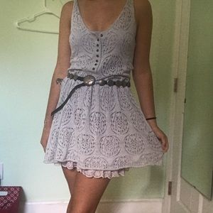 Knit FREE PEOPLE grey crochet button slip dress SM