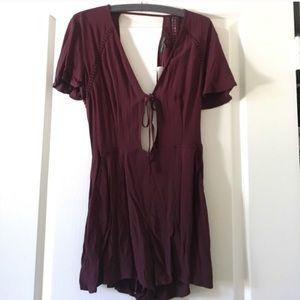 NWT (S) Purple Tie Front Romper
