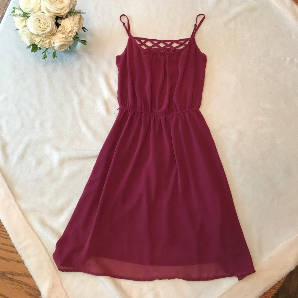 Burgundy Short Dress
