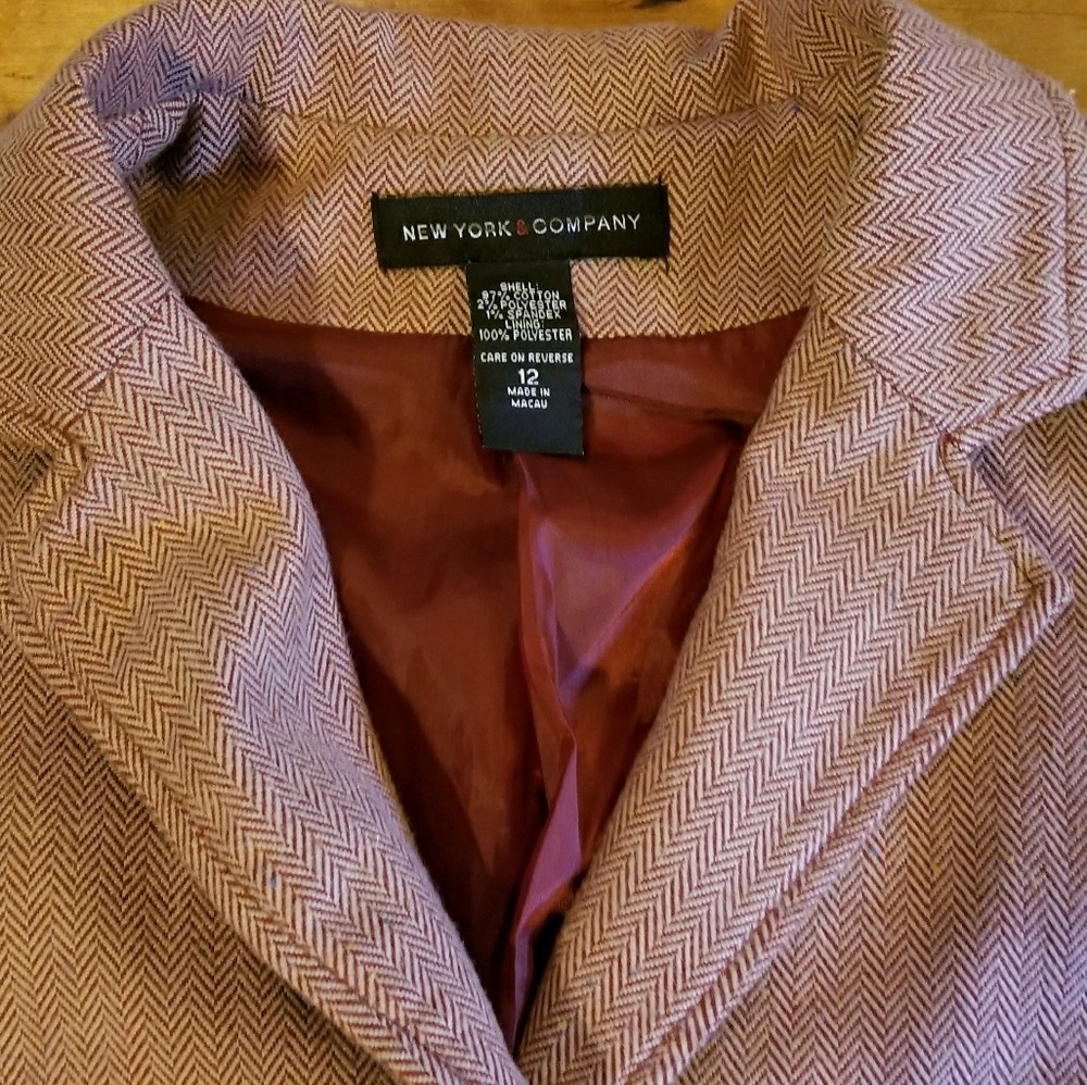 New York & Company Blazer in pink herringbone - Picture 3 of 6