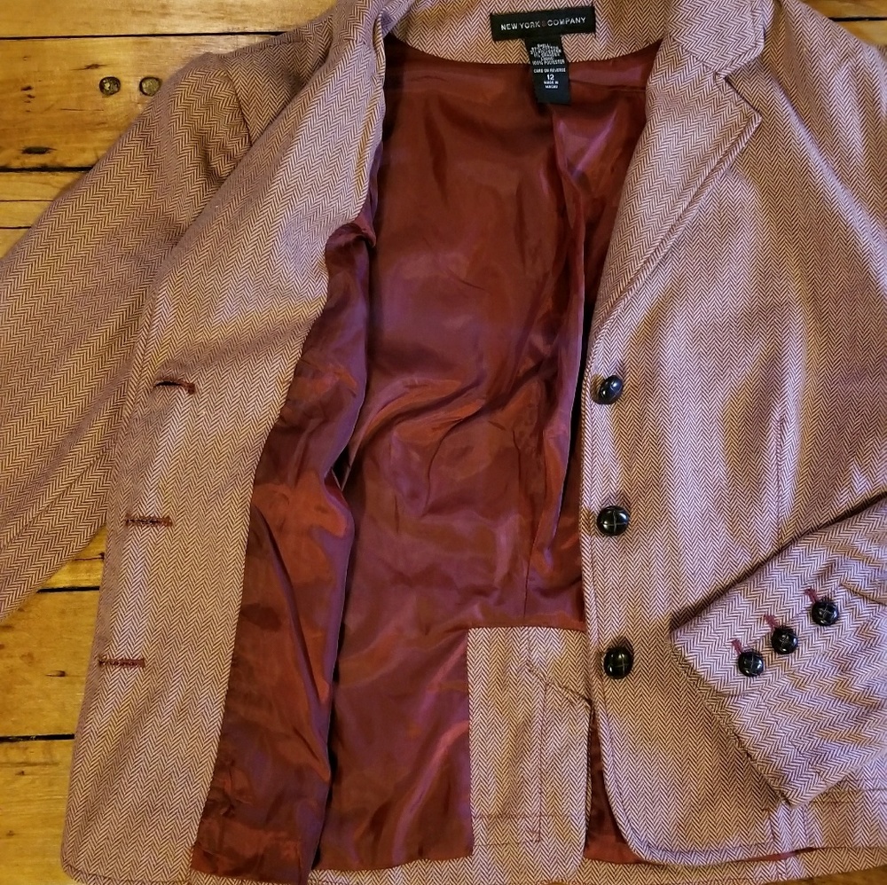 New York & Company Blazer in pink herringbone - Picture 4 of 6