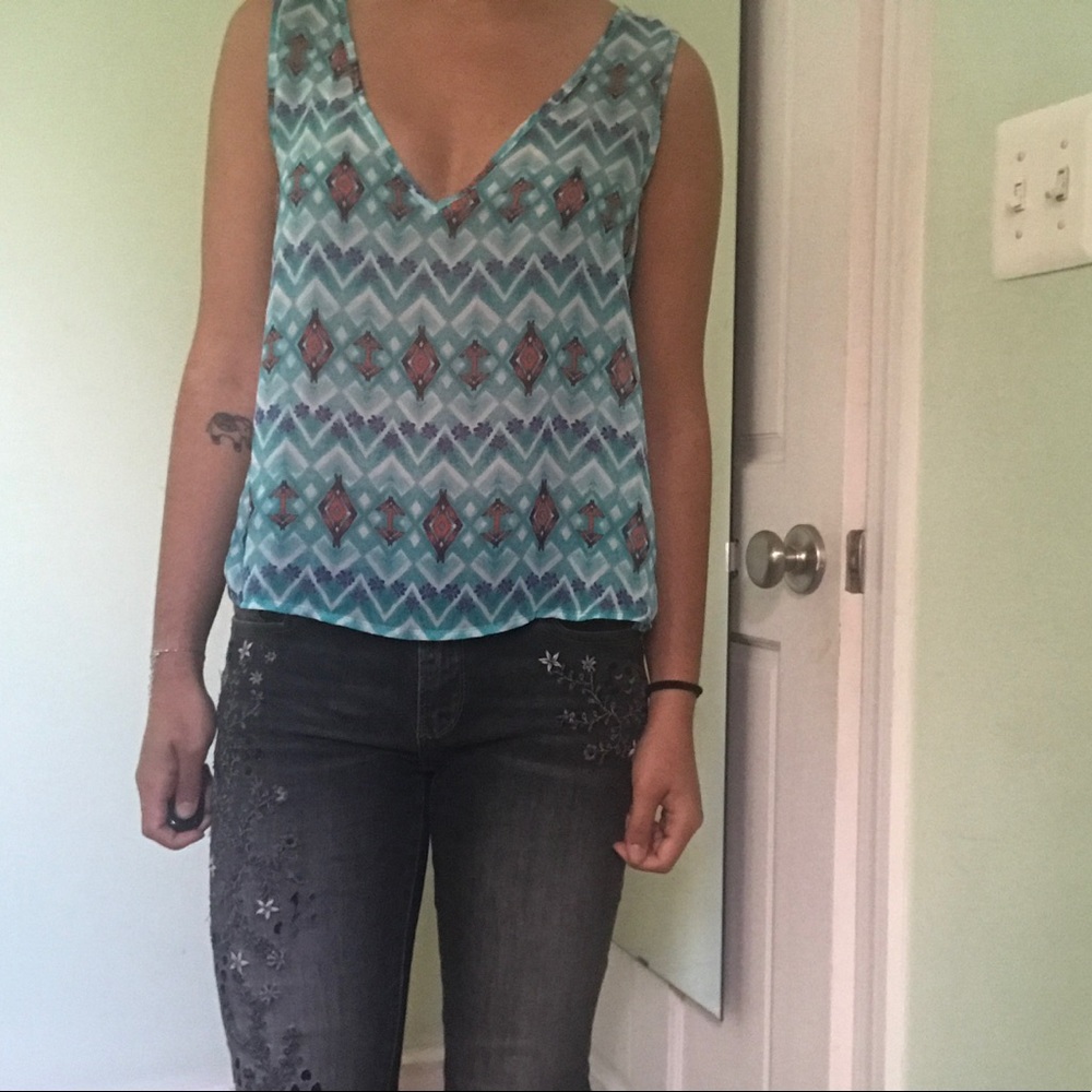 TOBI teal sheer tank blouse (S) (NWOT)