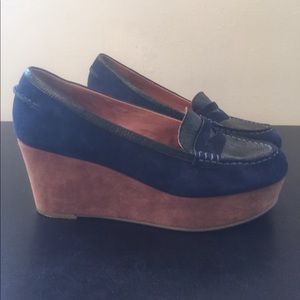 Anthropologie Suede Platform Loafers EUC