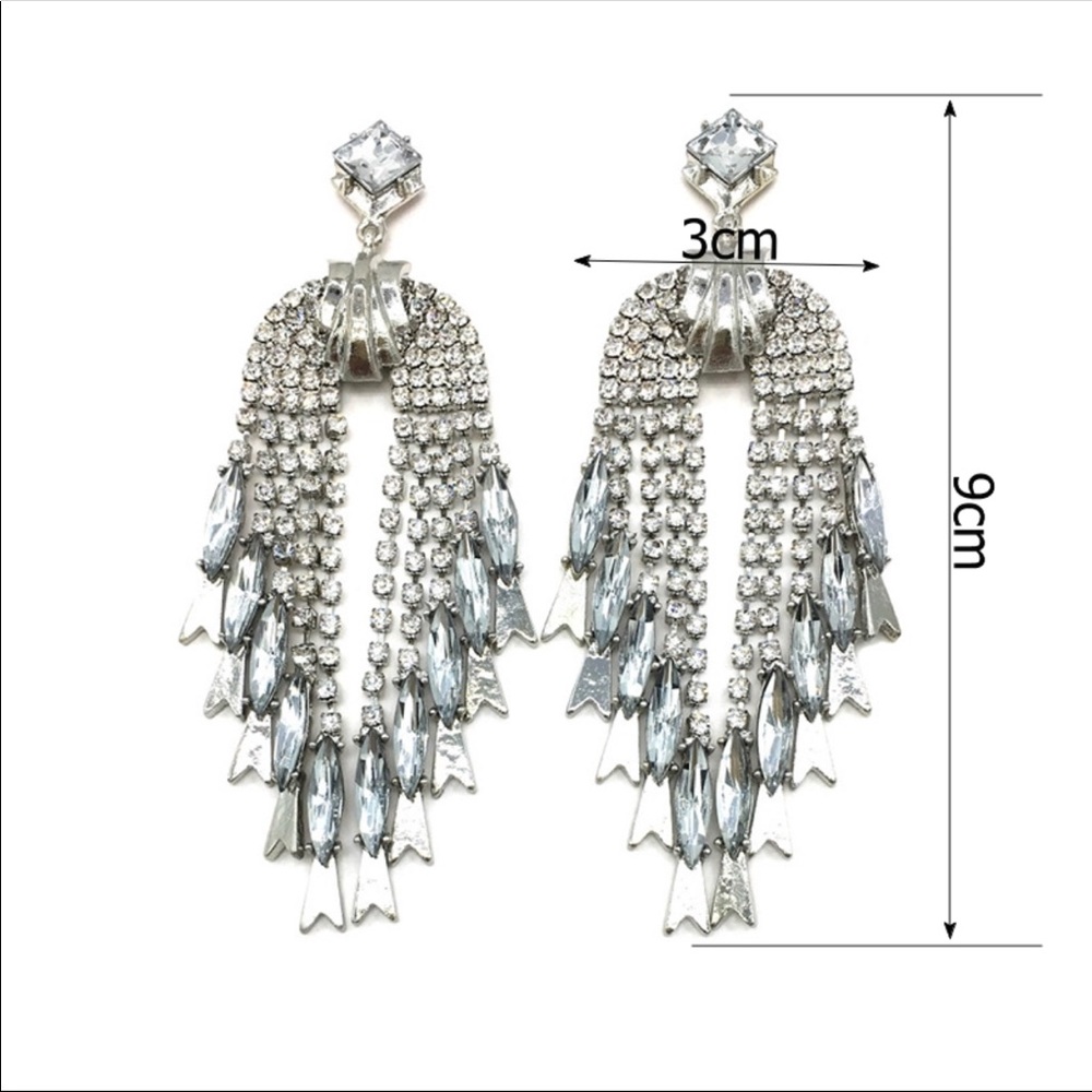 Silver Plated Statement Crystal Drop Earrings - image 3