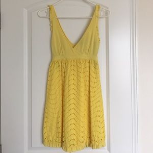 Bebe - Yellow A-Line Dress with Ruffled Straps
