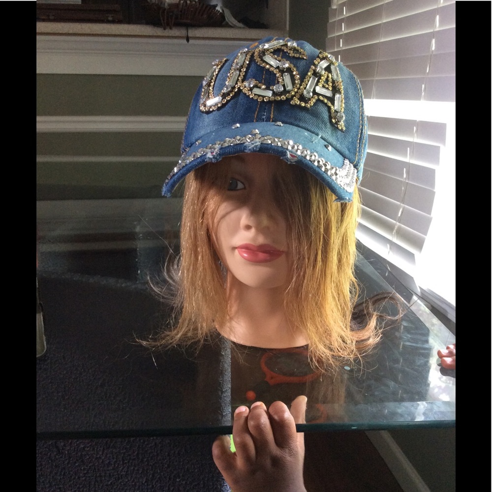NEW Denim bling baseball cap