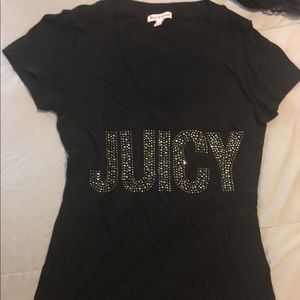 Juicy Culture jeweled V-neck black t-shirt