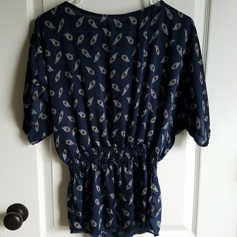 Blouse with feathers