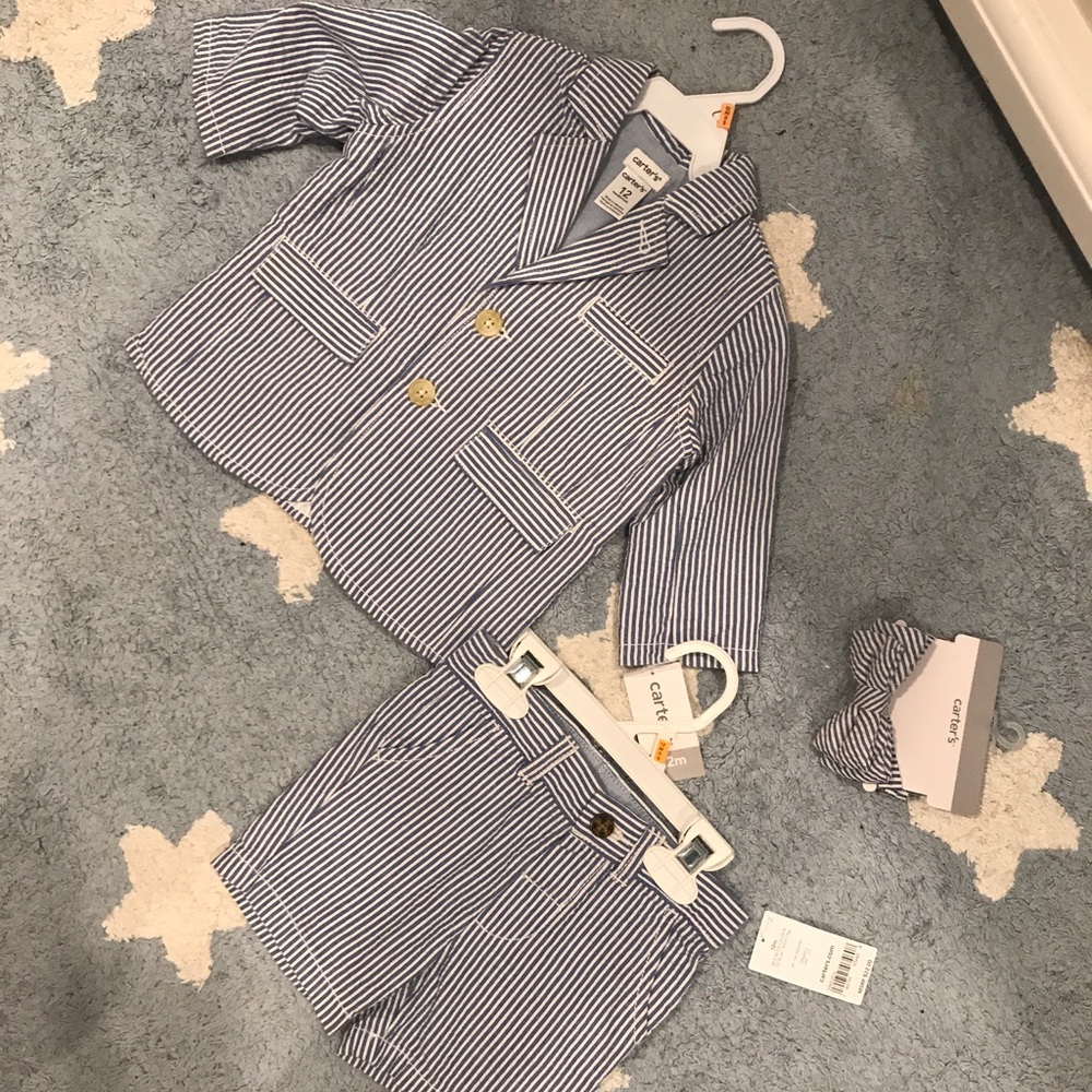Carters 3 piece blue outfit. Size 12M