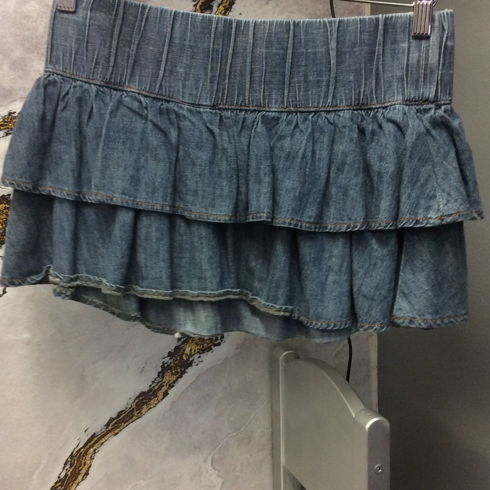 Blue Asphalt Jean Ruffle Skirt