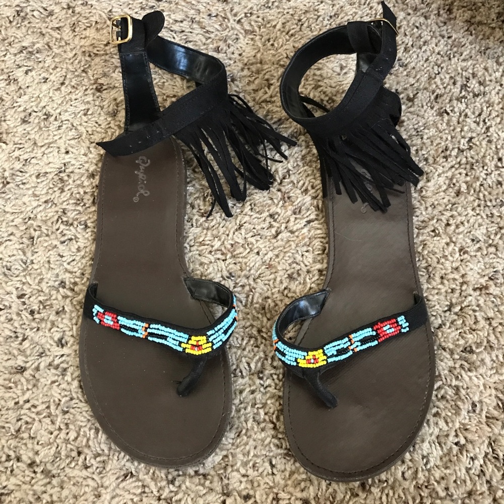 Navajo Inspired fringe sandals