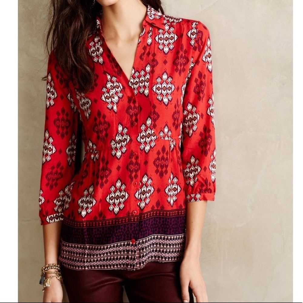 Maeve Anthropologie Woodland Walk Blouse