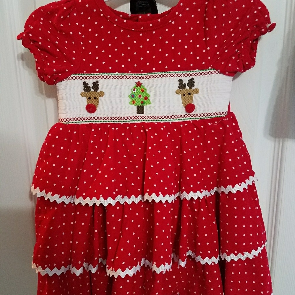 Mudpie Christmas Smocked Dress 9-12mons.