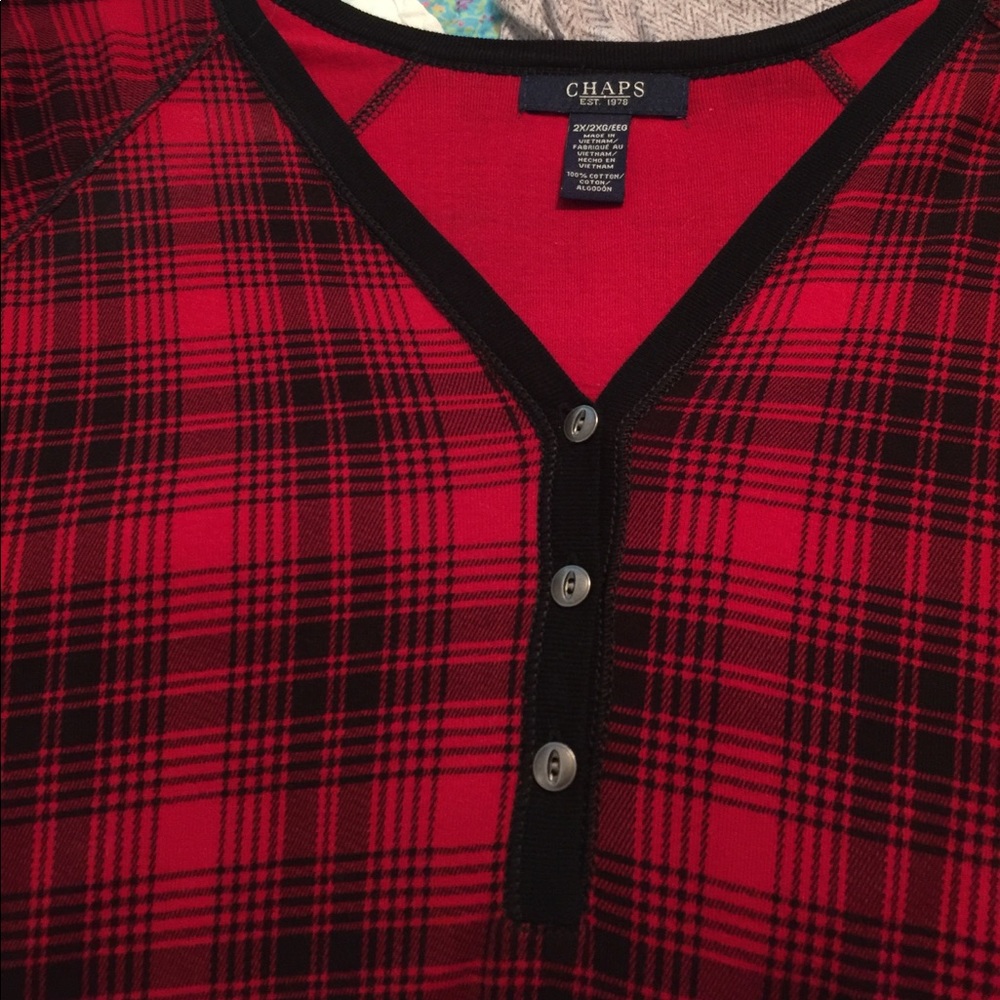 Chaps Red & Black Plaid Tee