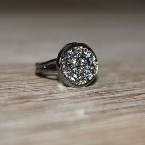 Gunmetal Druzy Adjustable Ring