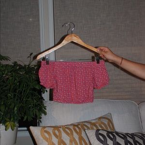 Red floral cropped top