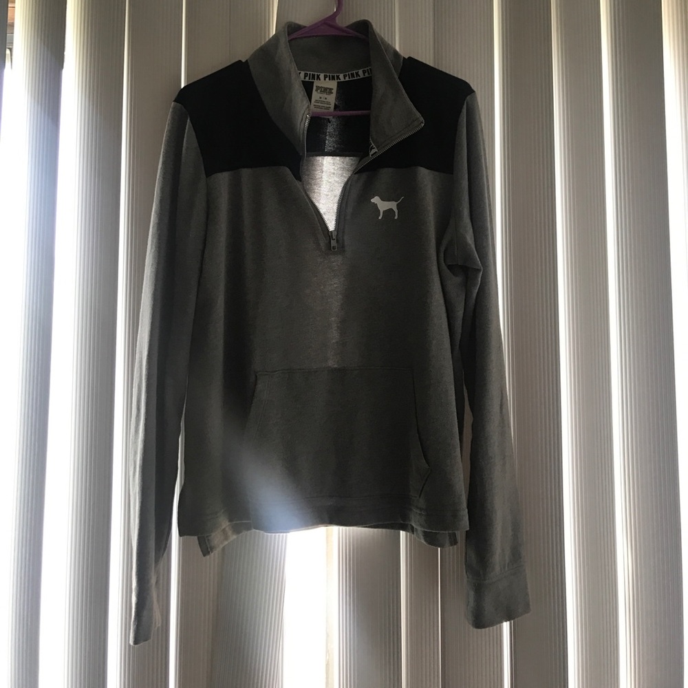grey and black PINK 3/4 Zip Jacket