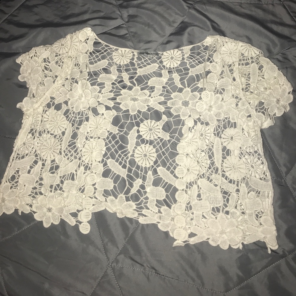White flower shrug by Charlotte Russe