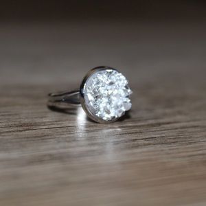 Silver Druzy Adjustable Ring