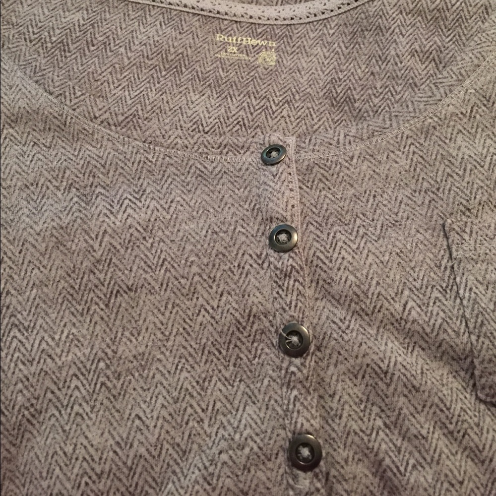 Ruff Hewn Herringbone Print Henley